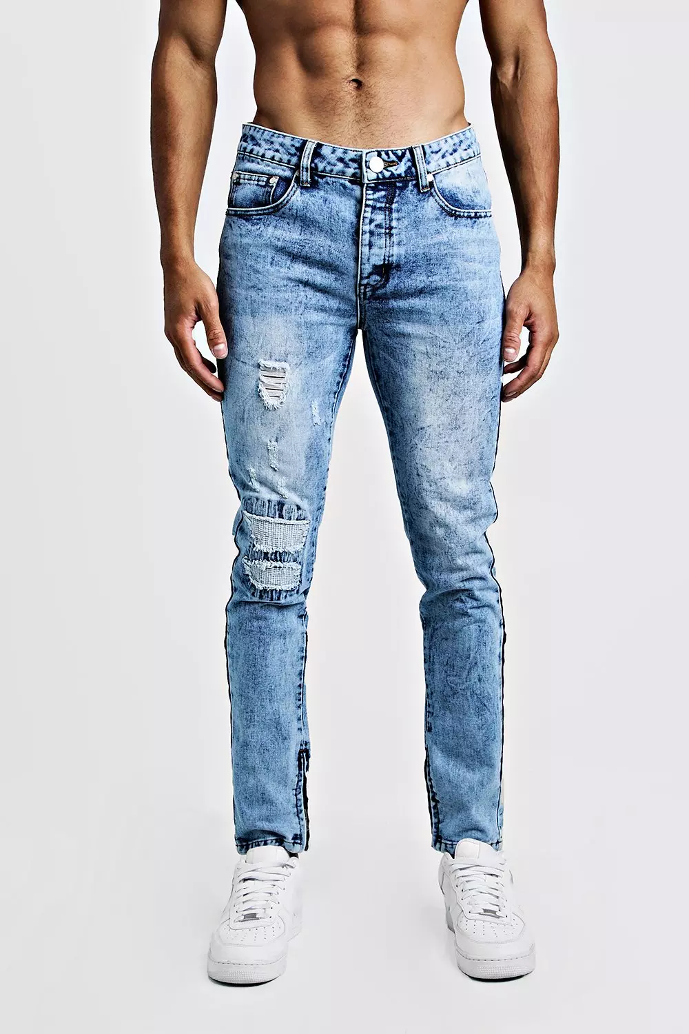 Worn Skinny Jean With Ankle Zips boohooMAN UK